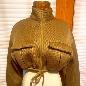 Gold cropped puffy jacket